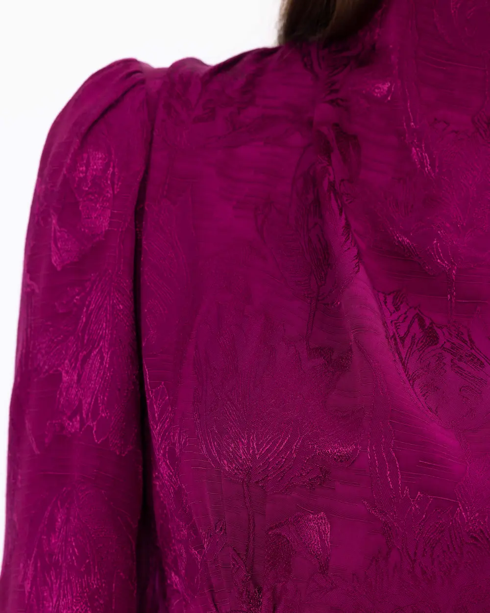 Dik Yaka Bel Detaylı Desenli Elbise