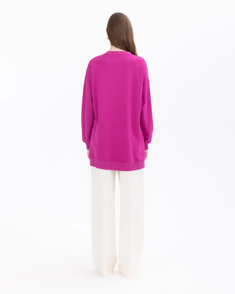 Düğme Detaylı Rahat Kesim Sweatshirt Tunik