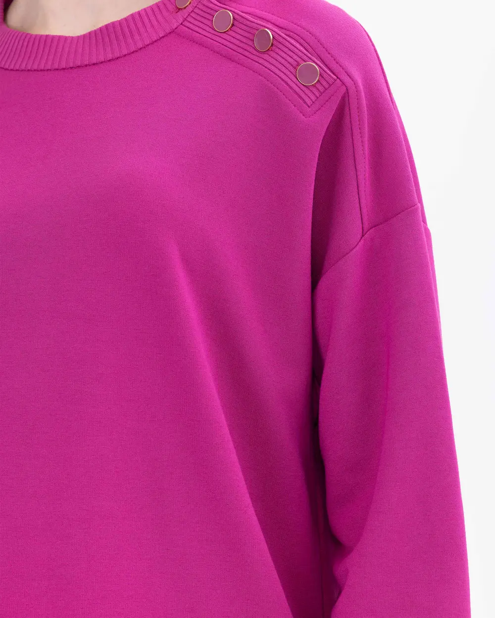 Düğme Detaylı Rahat Kesim Sweatshirt Tunik