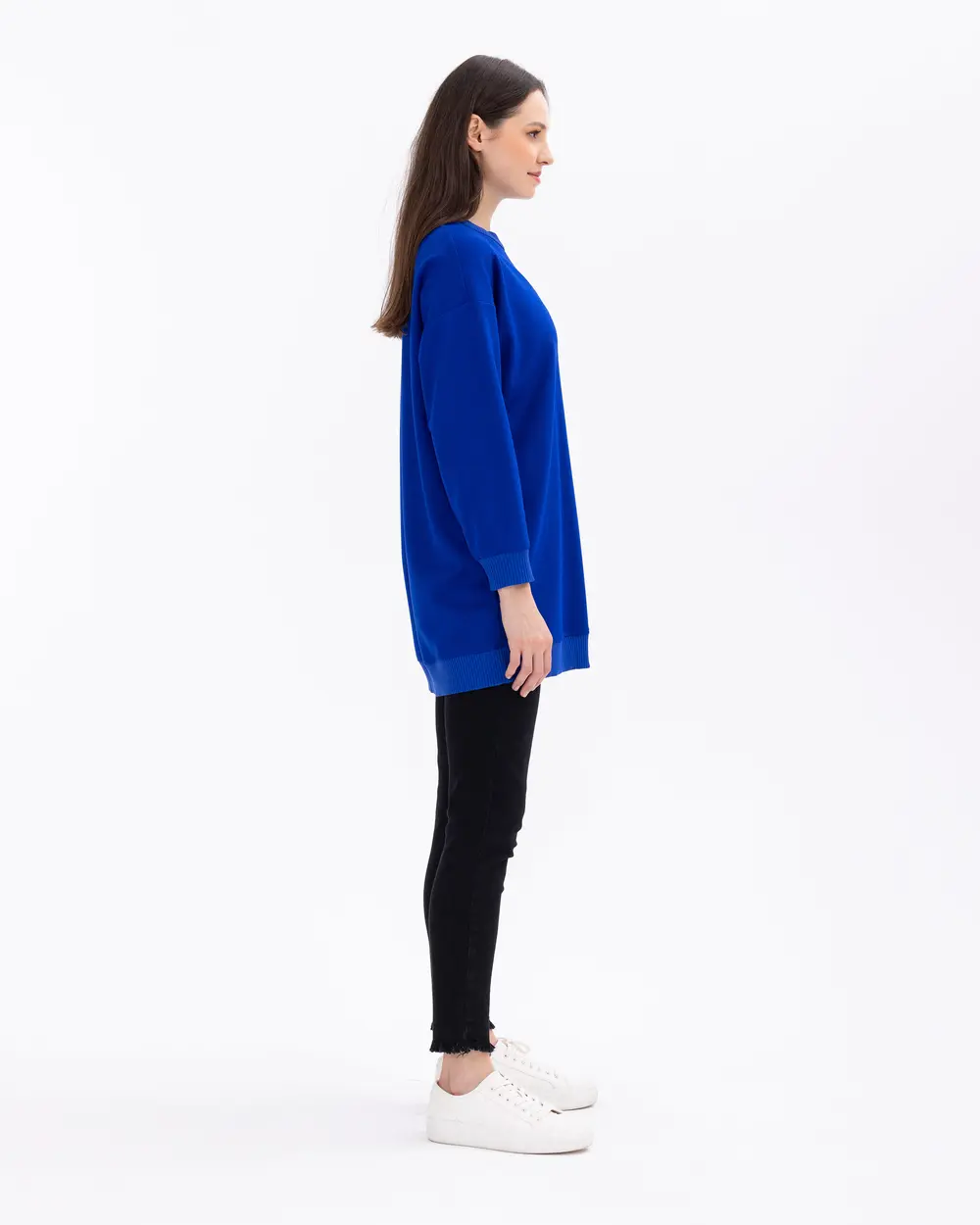 Düğme Detaylı Rahat Kesim Sweatshirt Tunik