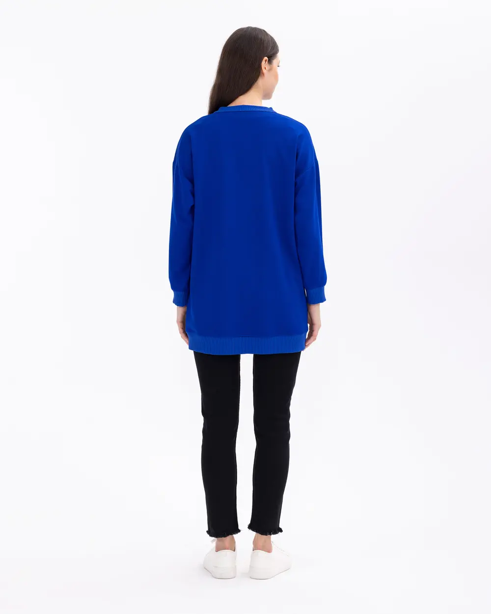 Düğme Detaylı Rahat Kesim Sweatshirt Tunik