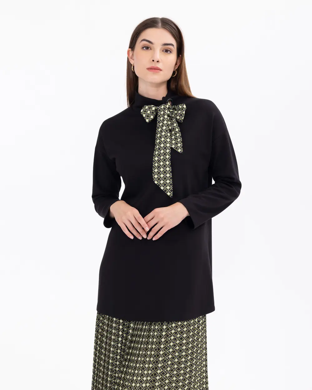 High Collar Tunic with Collar Detail