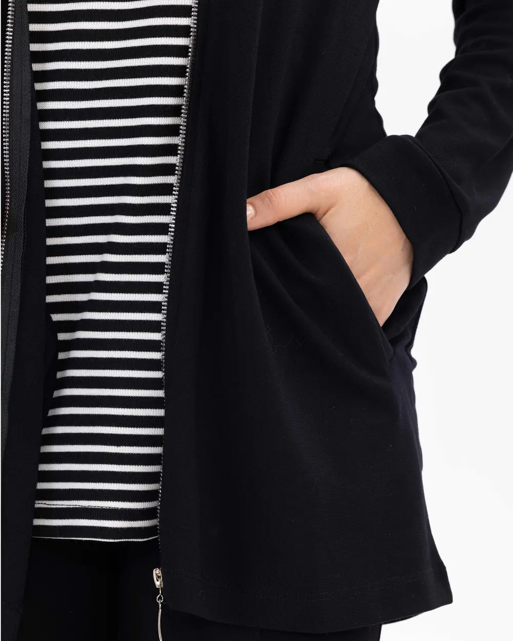 Striped Sleeveless T-Shirt Zipper Jacket