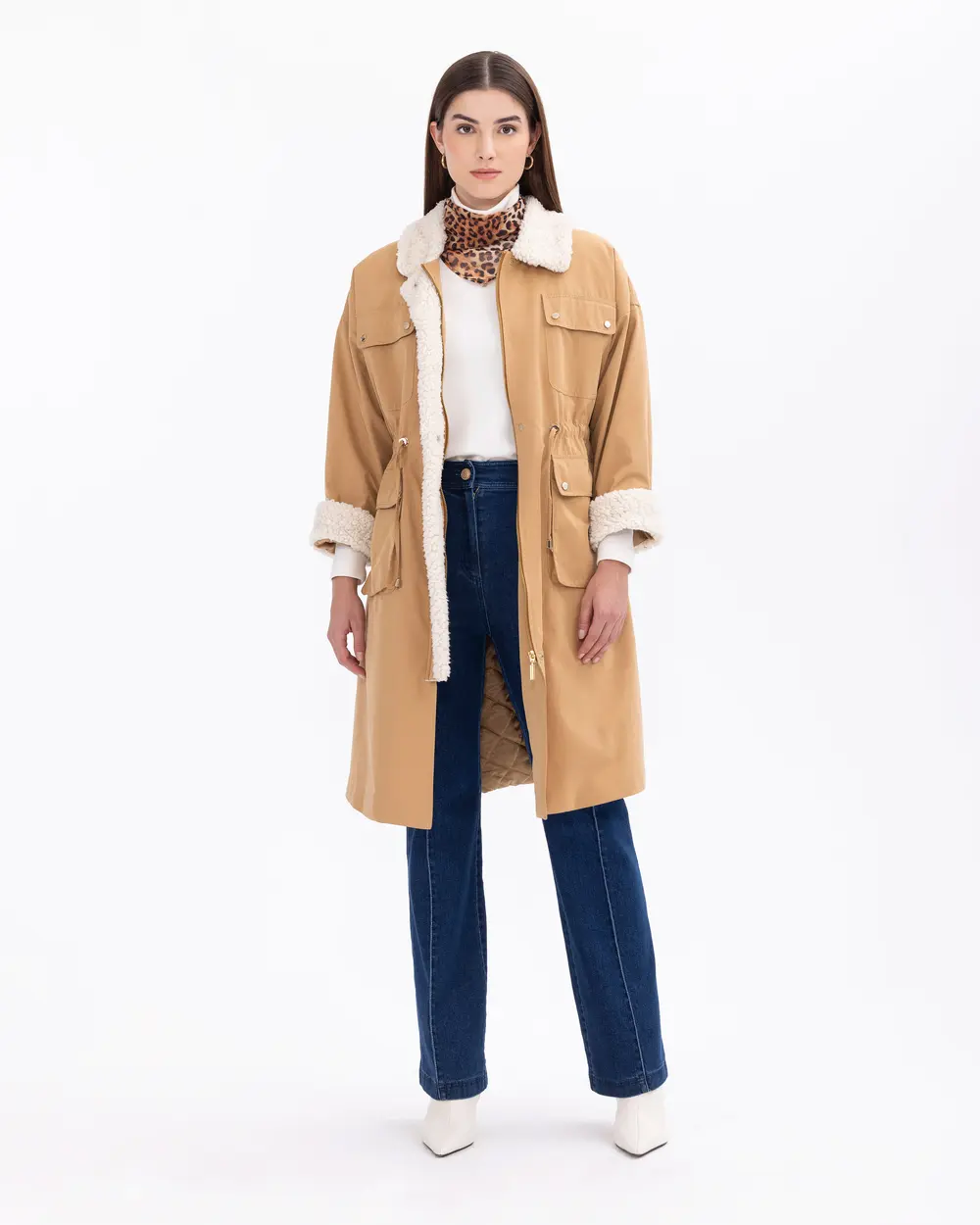 Zippered Loose-Fit Parka with Pockets