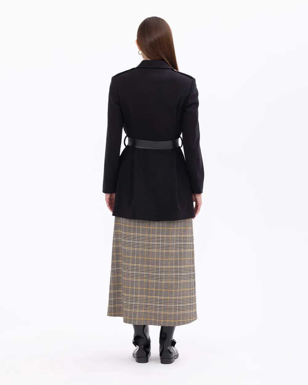 Woven Jacket with Belted Button Detail