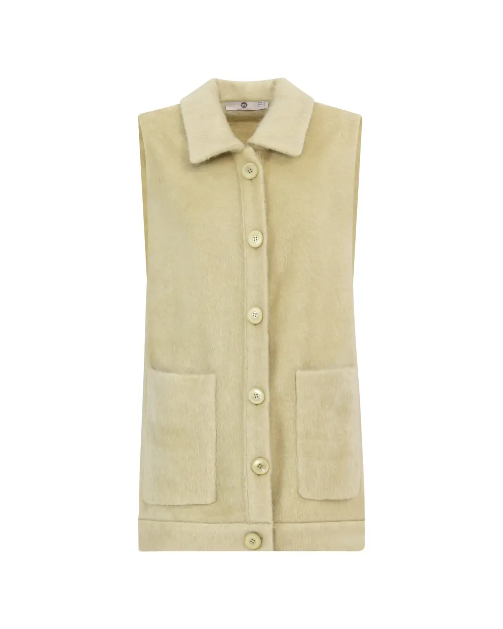 Buttoned Shirt Collar Vest with Pocket Detail