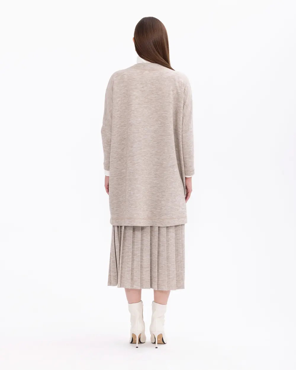 Pleated Midi Length Knit Skirt