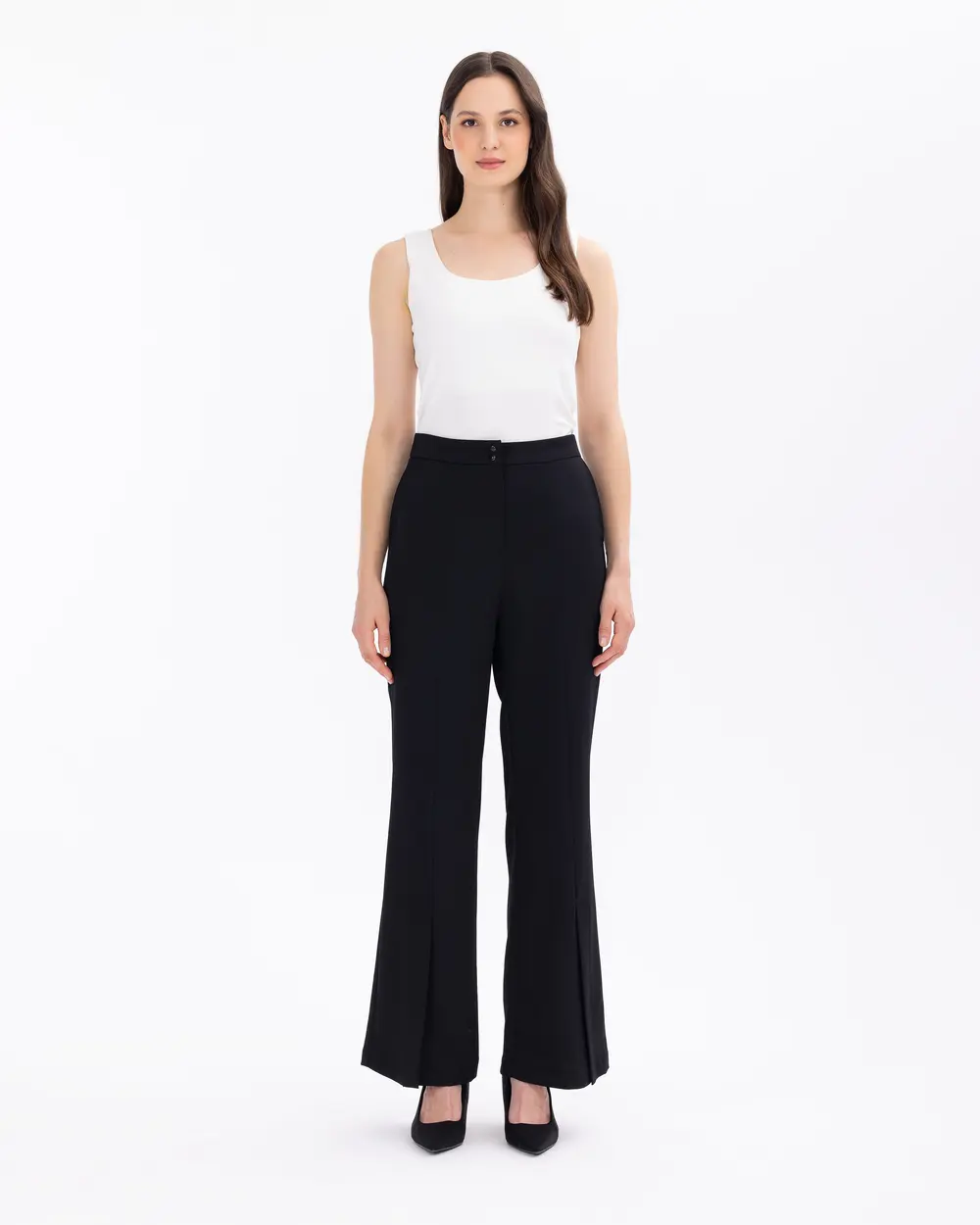 Slit Detailed Pocketed Full-Length Trousers