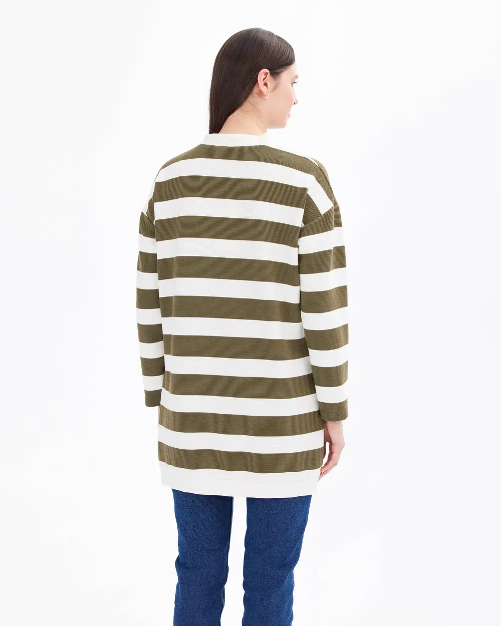 Stripe Patterned Crew Neck Tunic