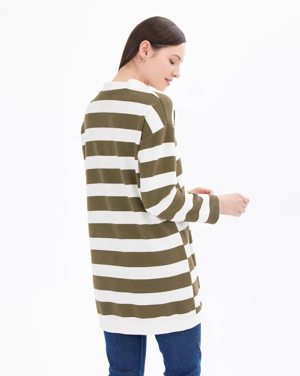 Stripe Patterned Crew Neck Tunic