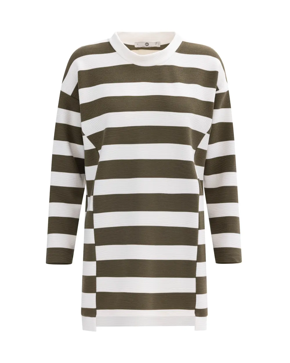 Stripe Patterned Crew Neck Tunic