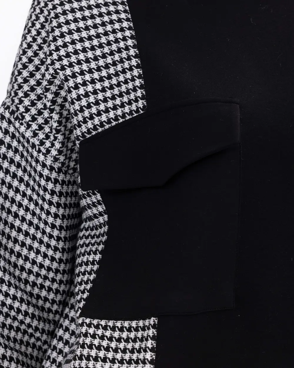 Houndstooth Pattern Detailed Pocketed Relaxed Cut Tunic