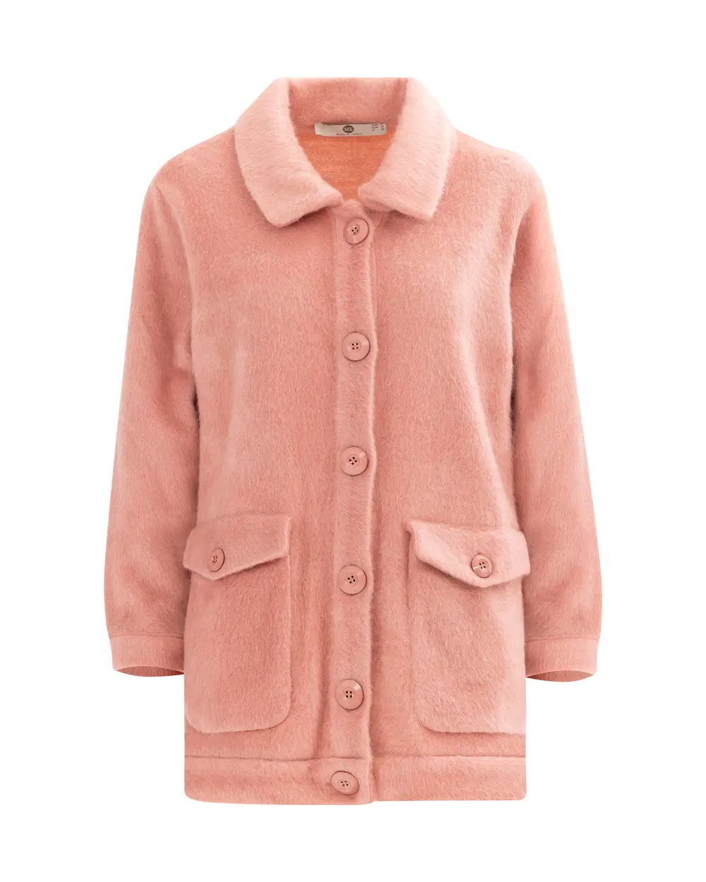 Shirt-Collared Coat with Pockets in Plush