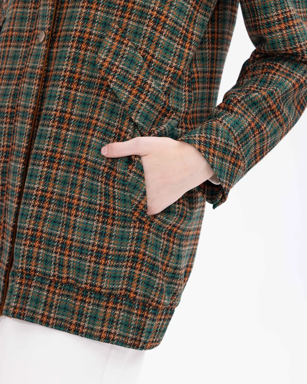 Plaid Patterned Relaxed Cut Bomber Jacket