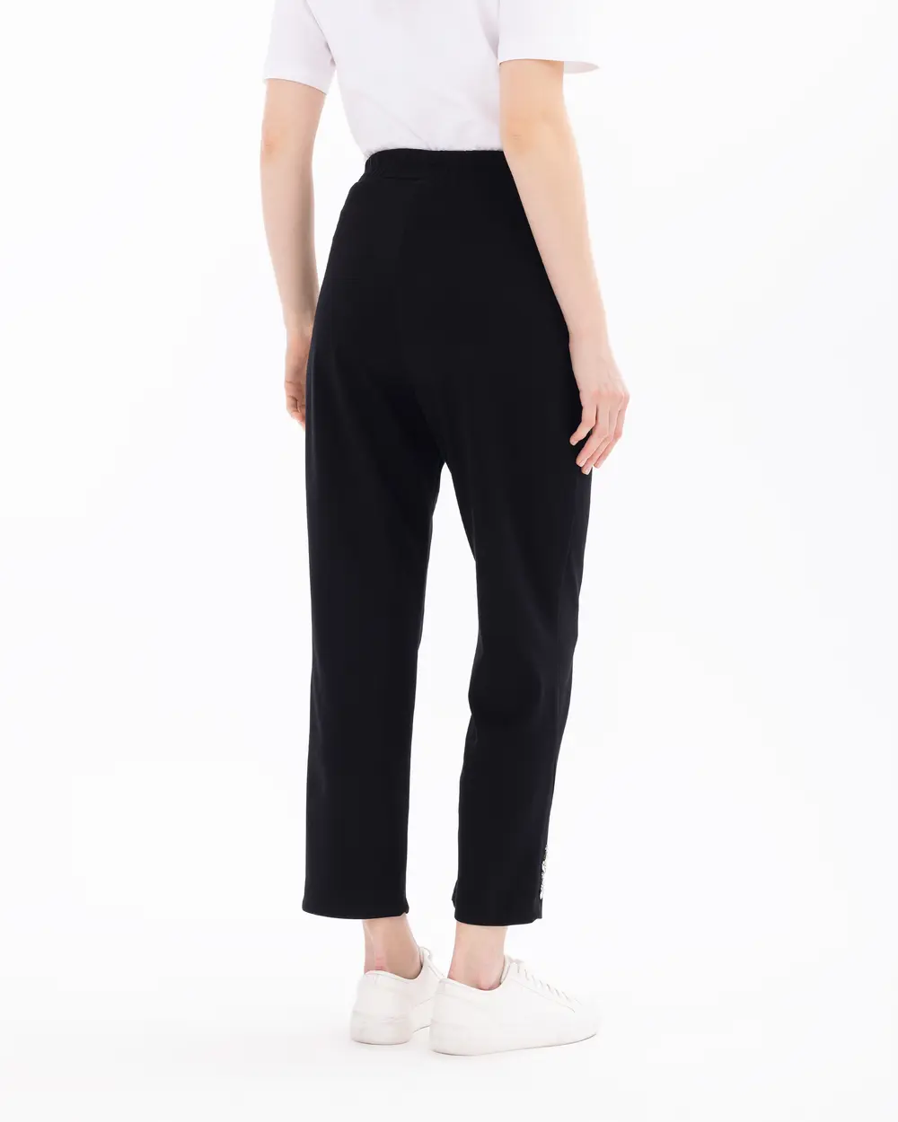 Stone Embroidered Elastic Waist Trousers