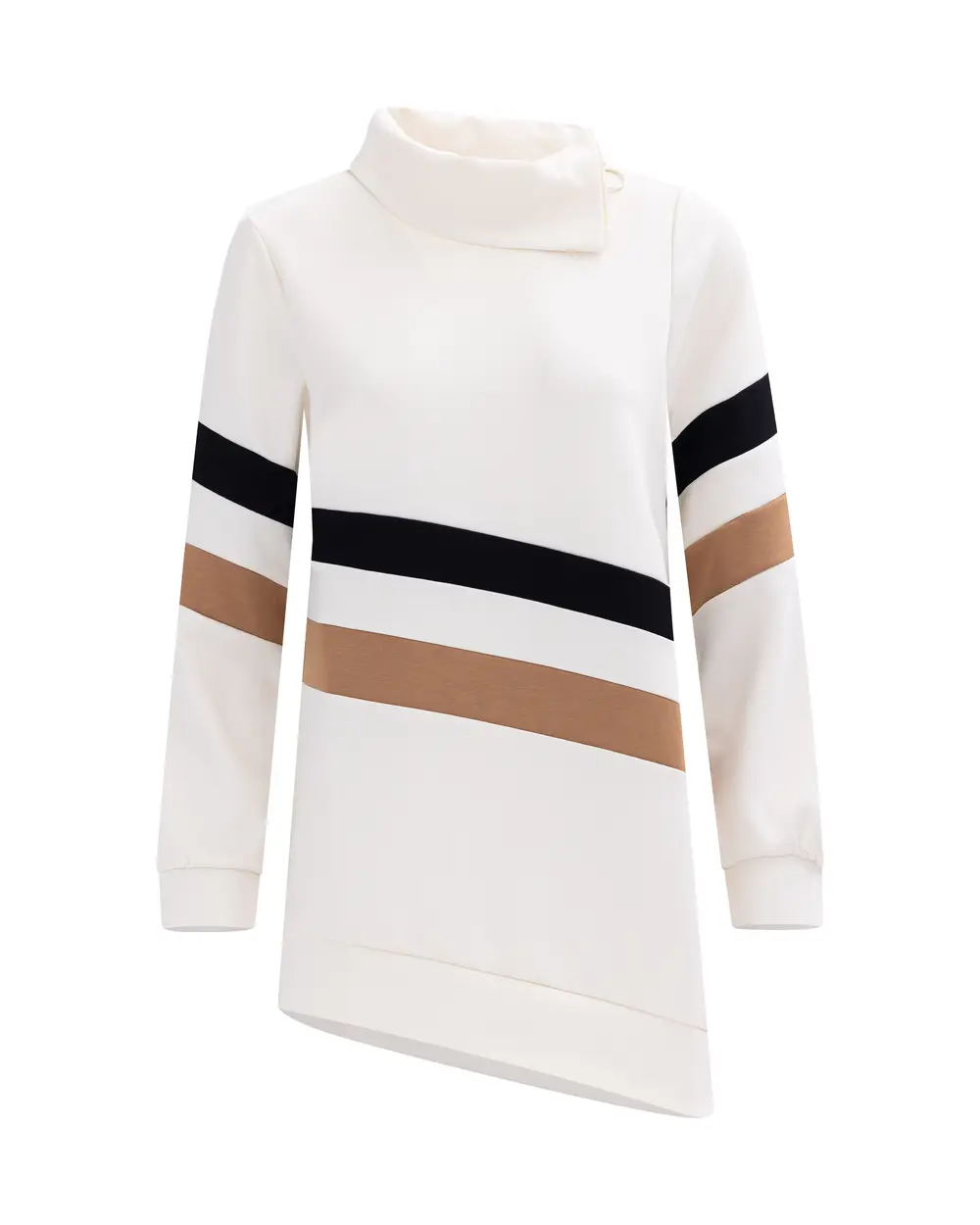 Asymmetrical Cut Sweatshirt with Stripe Detail