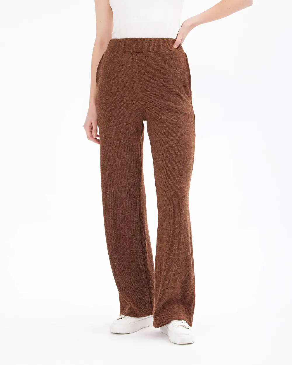 Elastic Waist Relaxed Fit Full Length Trousers