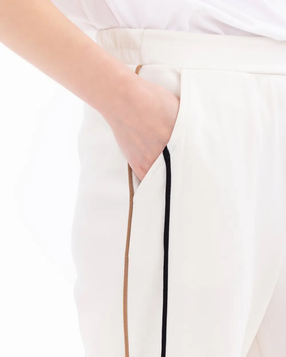Elastic Waist Sweatpants with Piping Detail