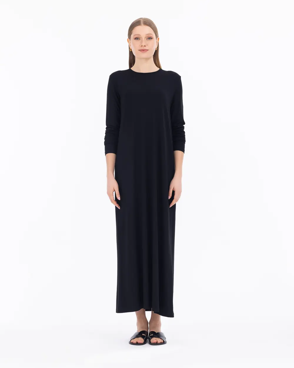 Relaxed Fit Round Neck Full Length Dress