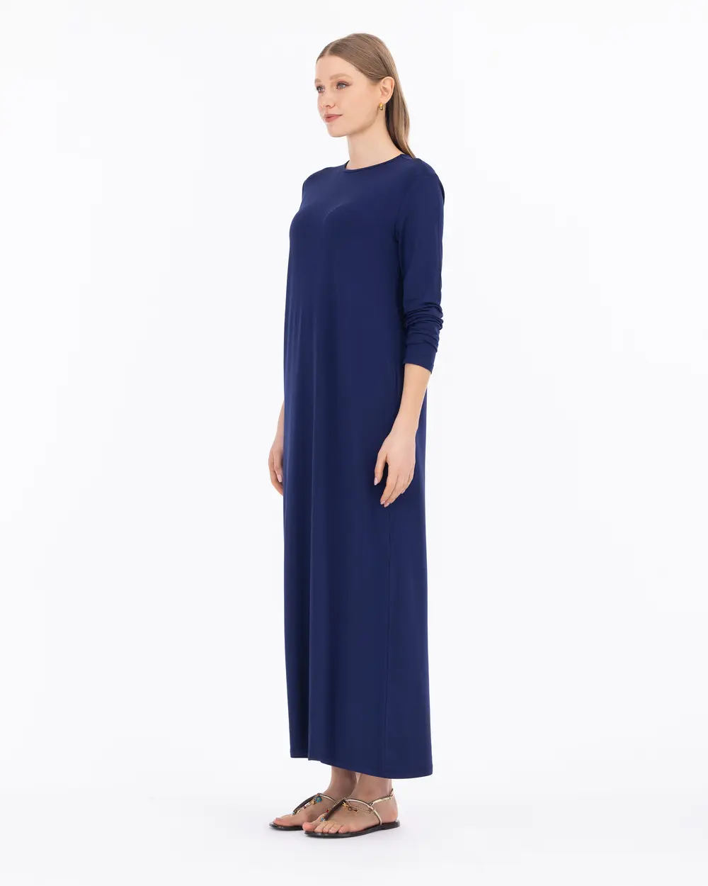 Relaxed Fit Round Neck Full Length Dress