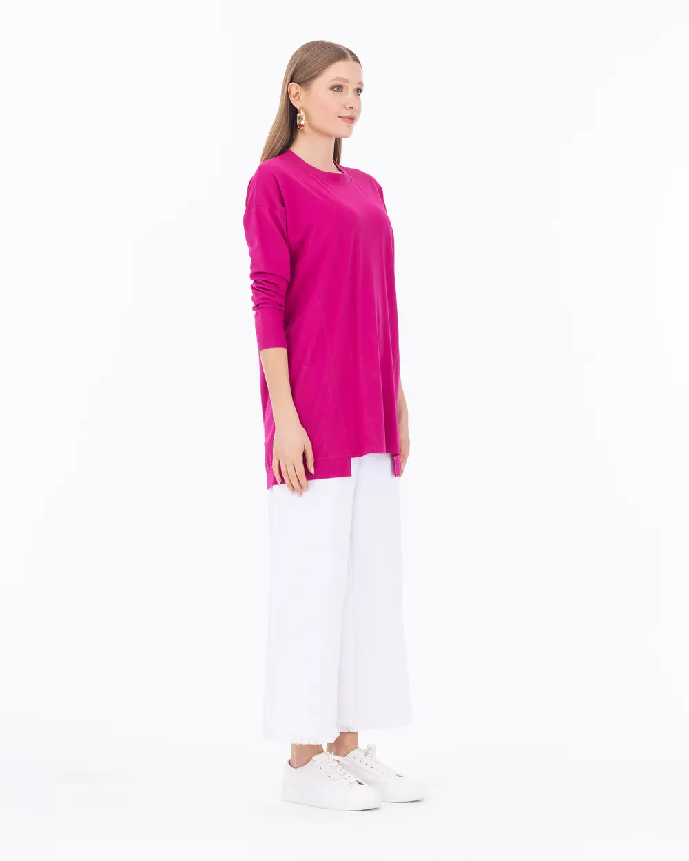 Round Neck Long Sleeve Basic Tunic