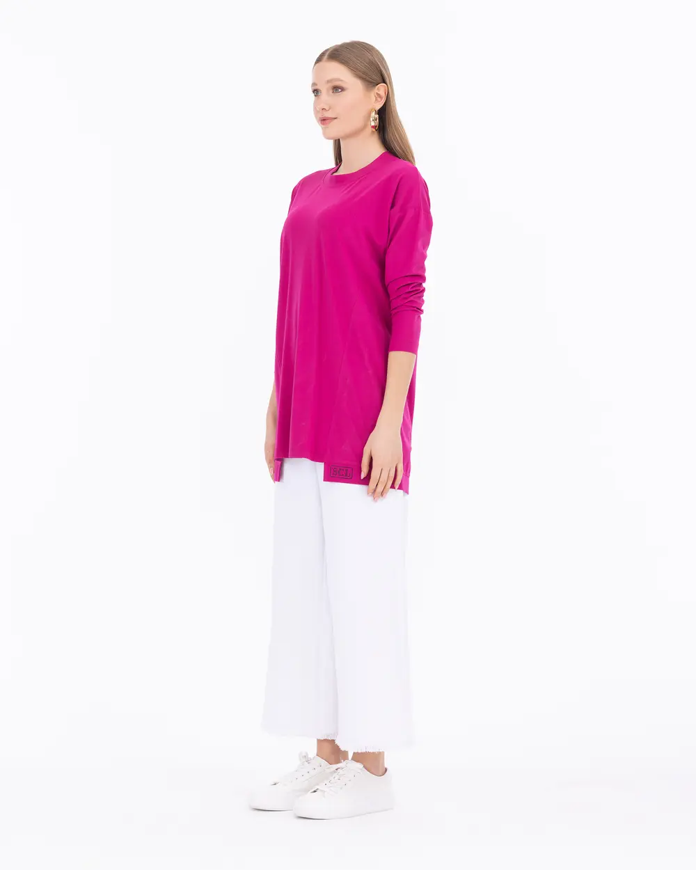 Round Neck Long Sleeve Basic Tunic