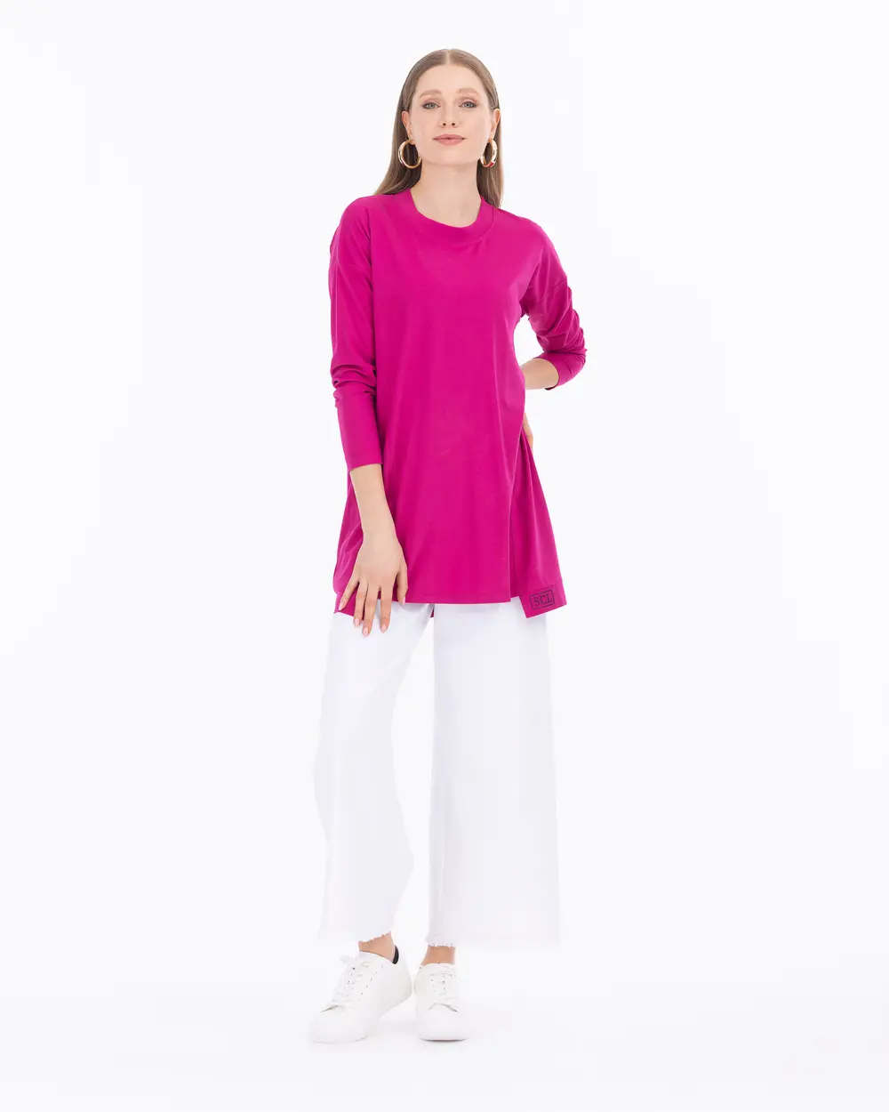 Round Neck Long Sleeve Basic Tunic