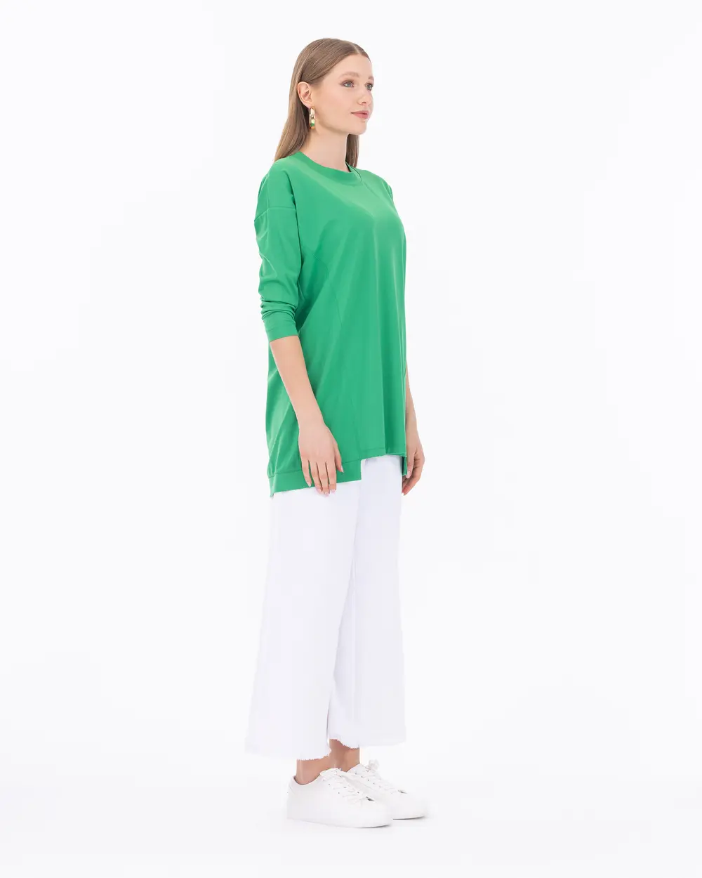 Round Neck Long Sleeve Basic Tunic