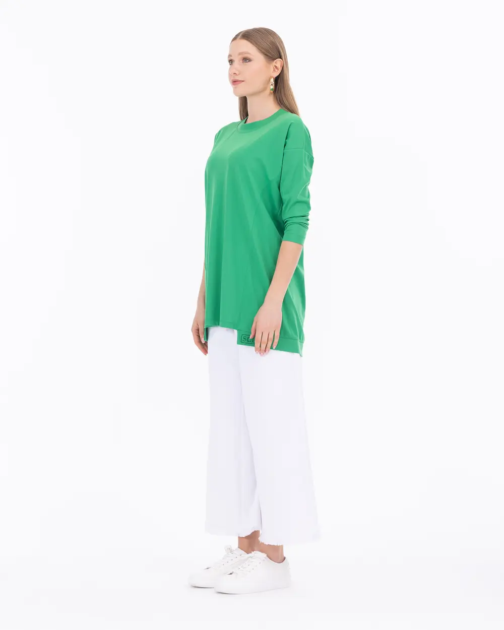 Round Neck Long Sleeve Basic Tunic