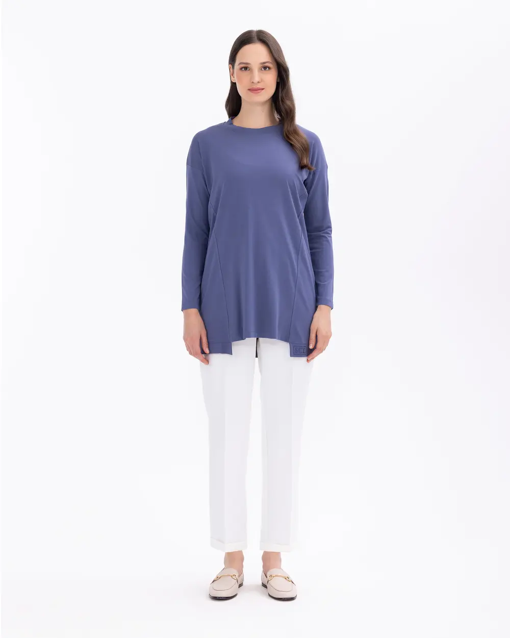 Round Neck Long Sleeve Basic Tunic