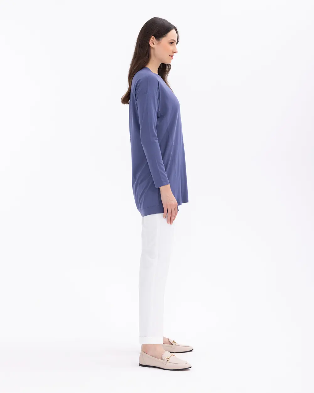 Round Neck Long Sleeve Basic Tunic