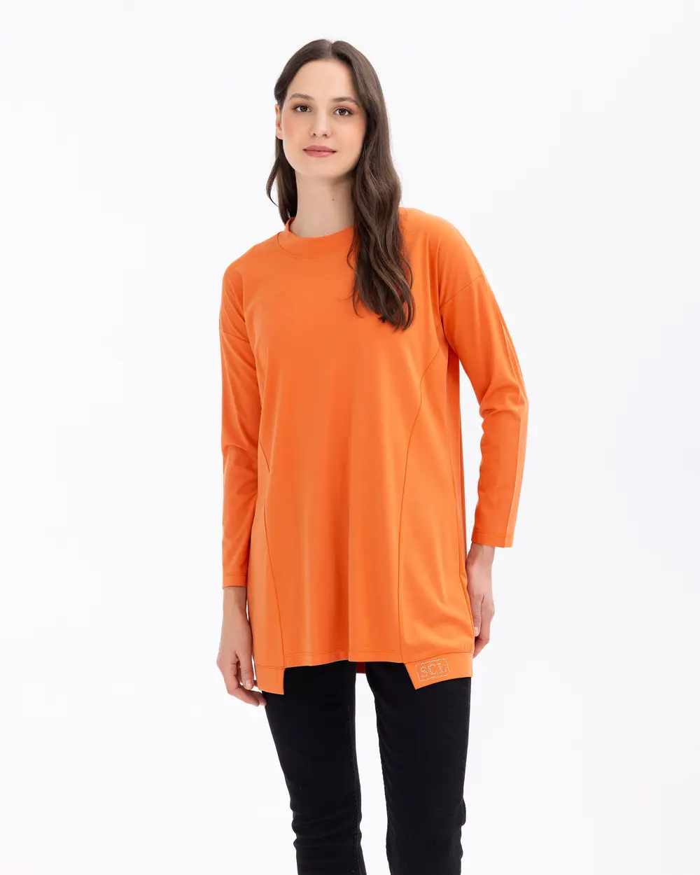 Round Neck Long Sleeve Basic Tunic