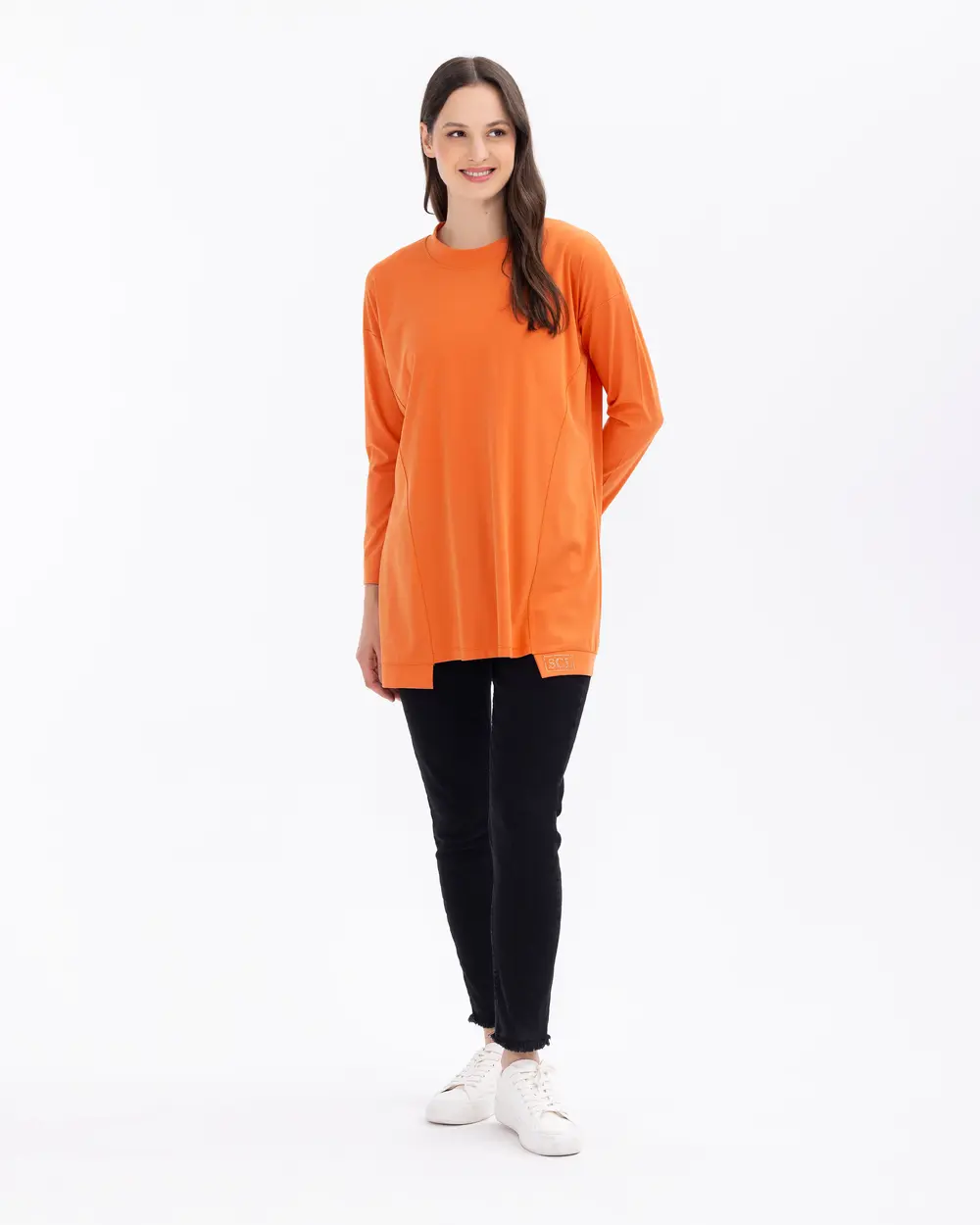 Round Neck Long Sleeve Basic Tunic