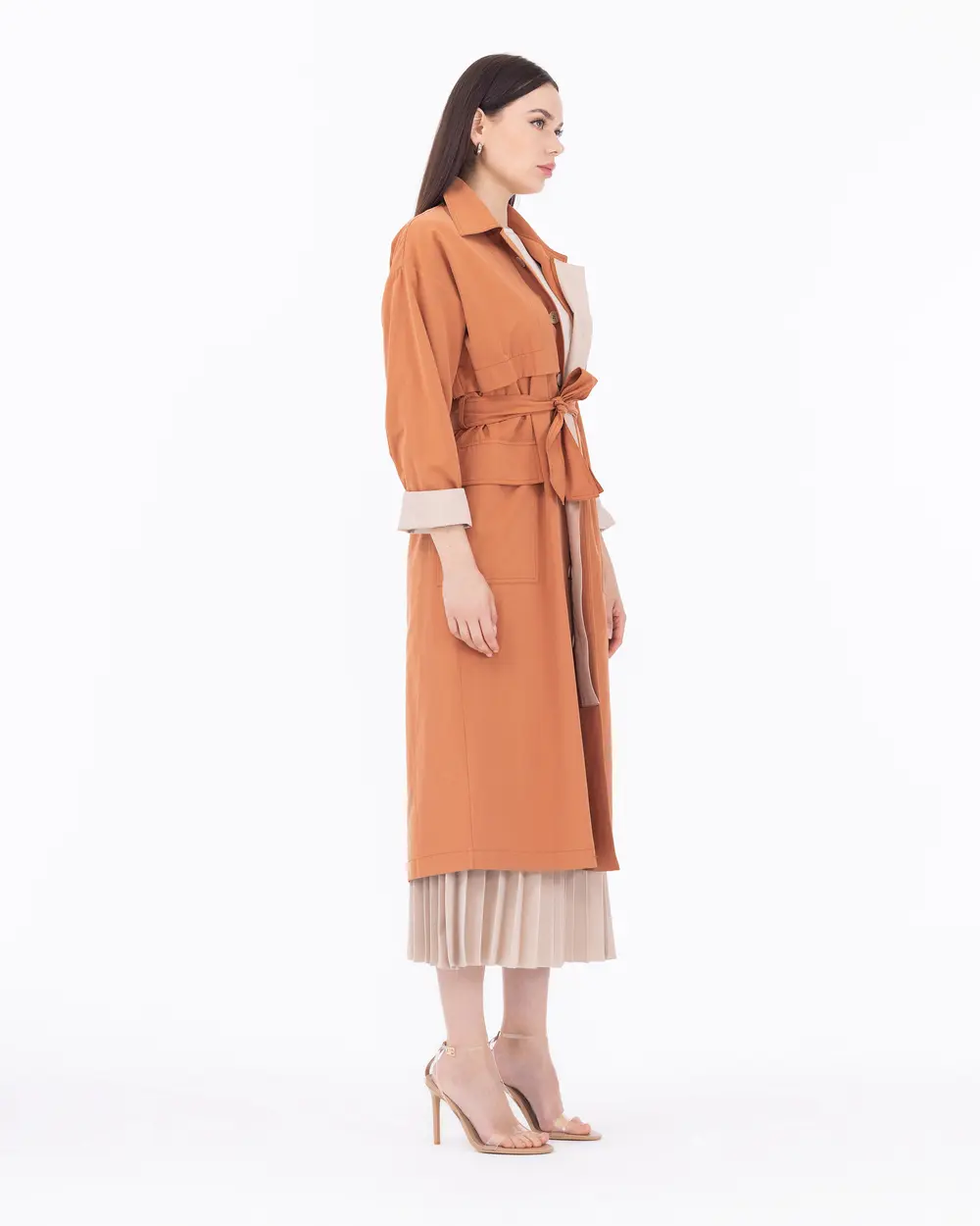 Belted Low Sleeve Classic Trench Coat