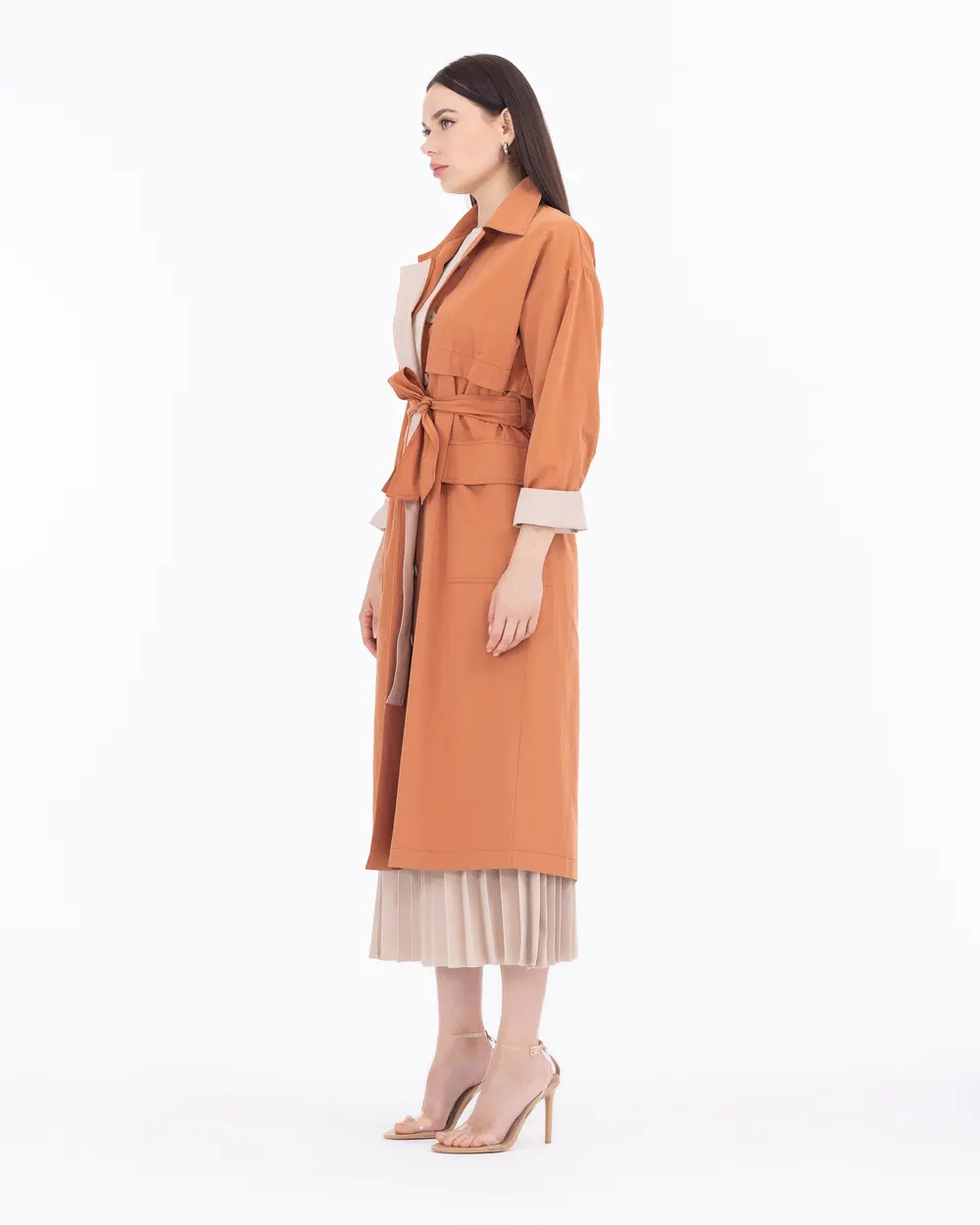 Belted Low Sleeve Classic Trench Coat