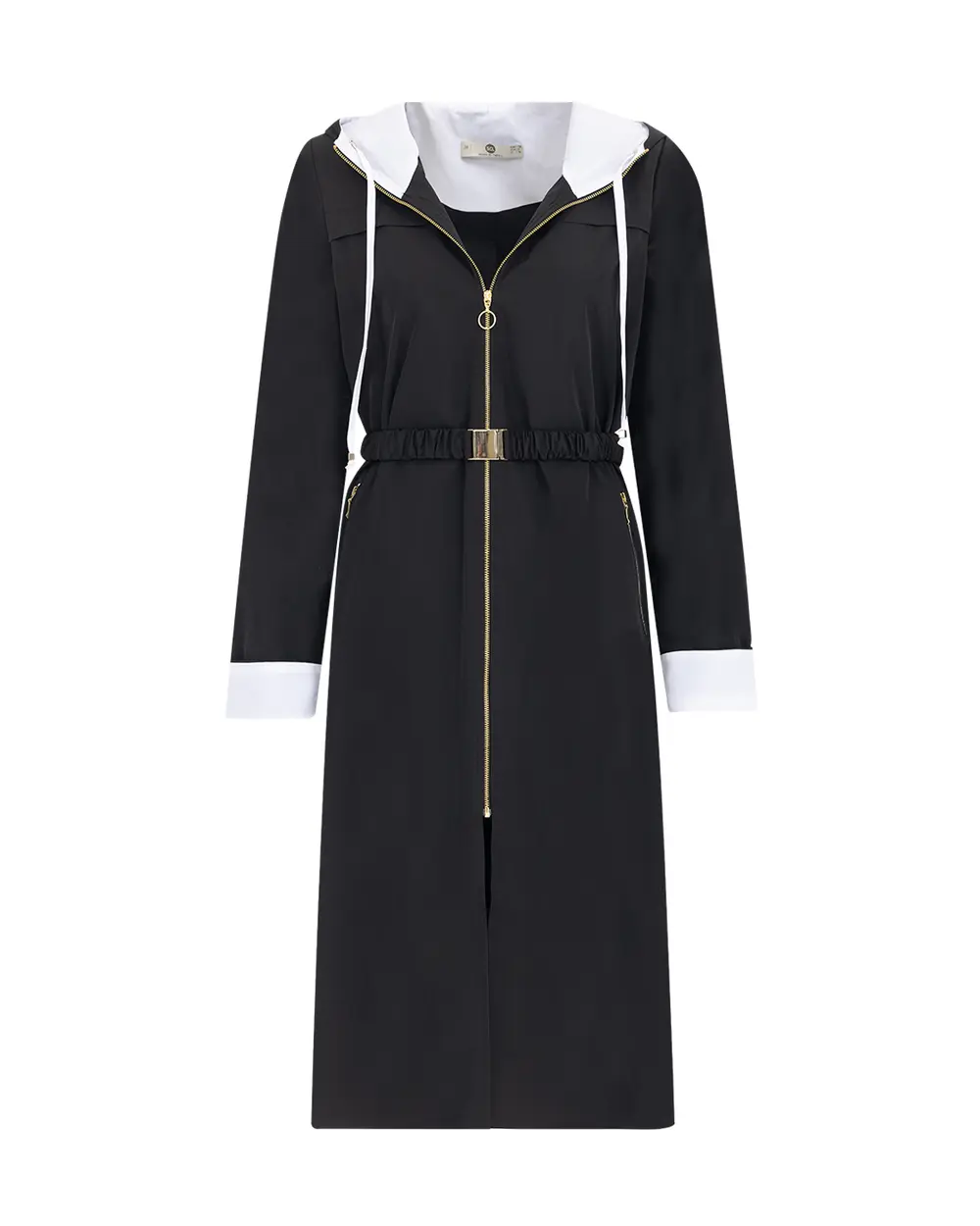 Hooded Collar Belted Trench Coat