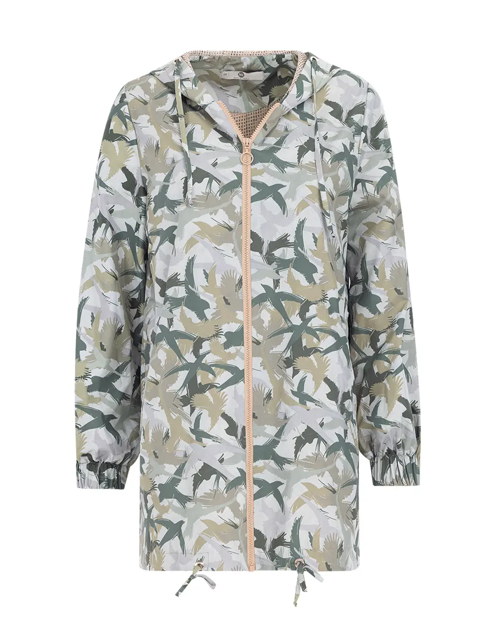 Hooded Collar Patterned Sports Trench Coat