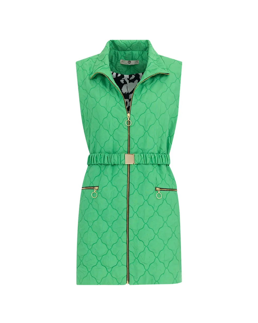 Vertical Collar Belted Quilted Jacket