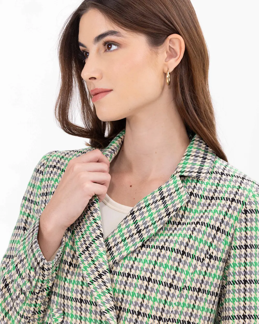Crowbar Patterned Double Breasted Collar Jacket