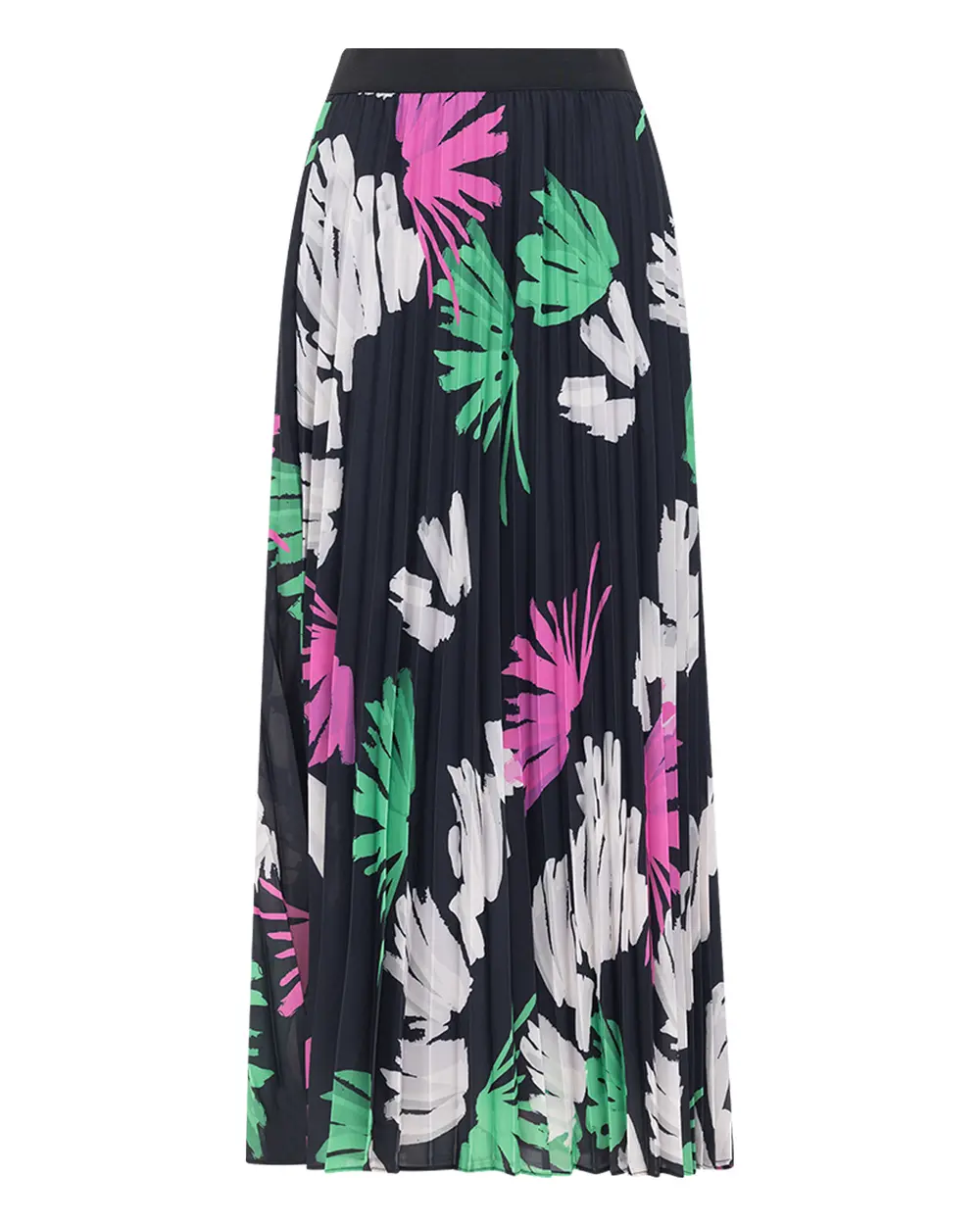 Tropical Patterned Pleated Skirt