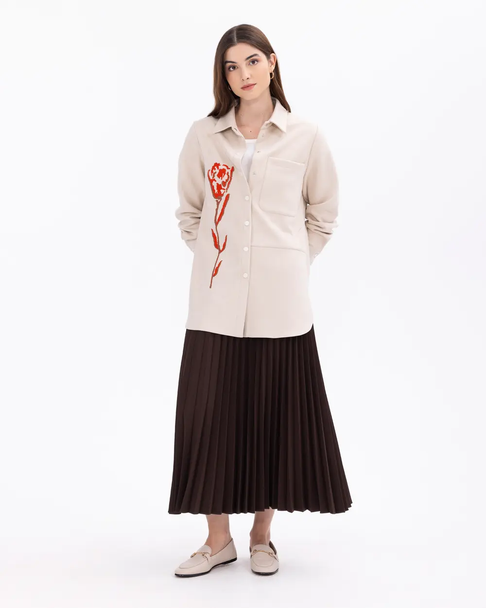 Pleated Full Length Skirt