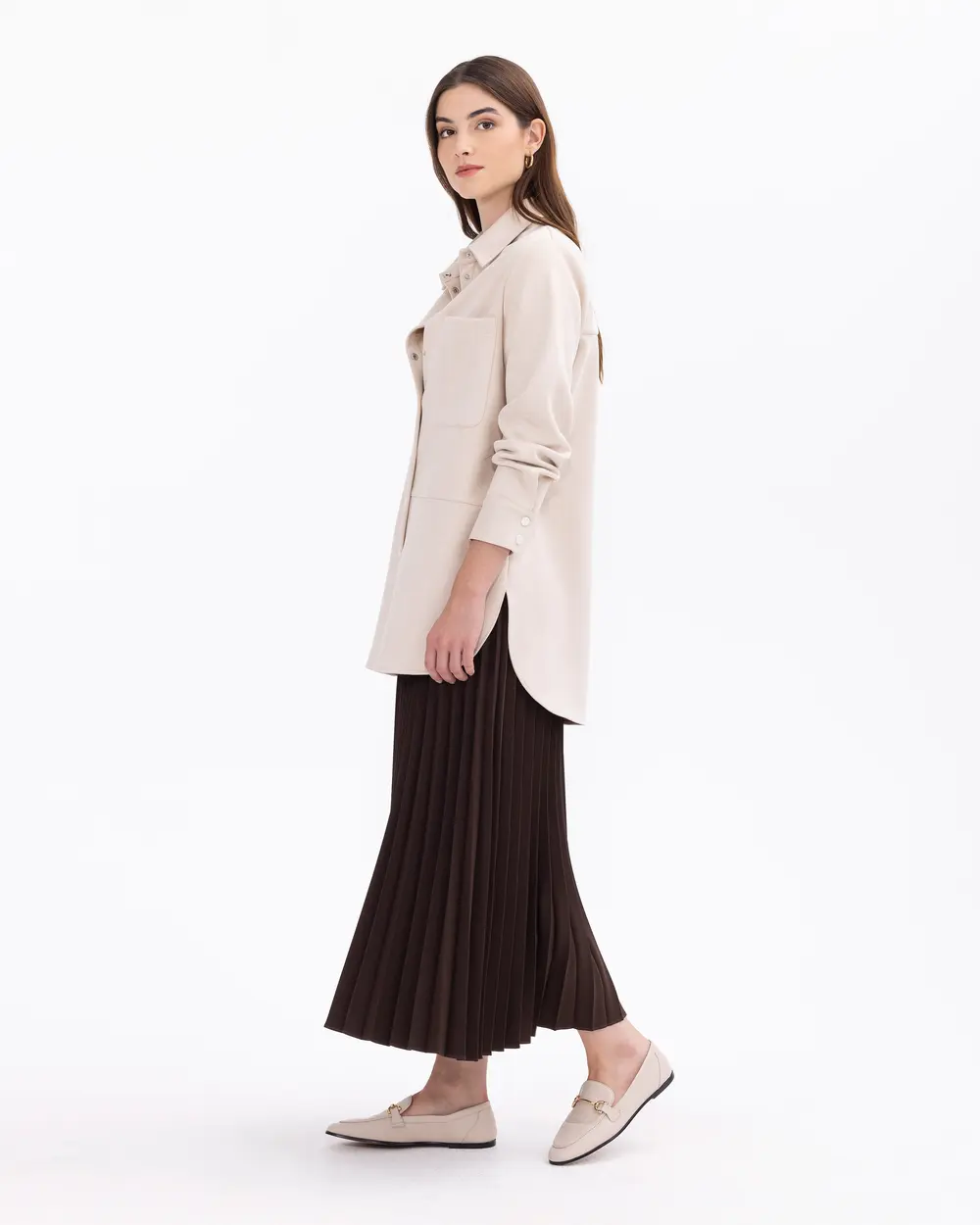 Pleated Full Length Skirt