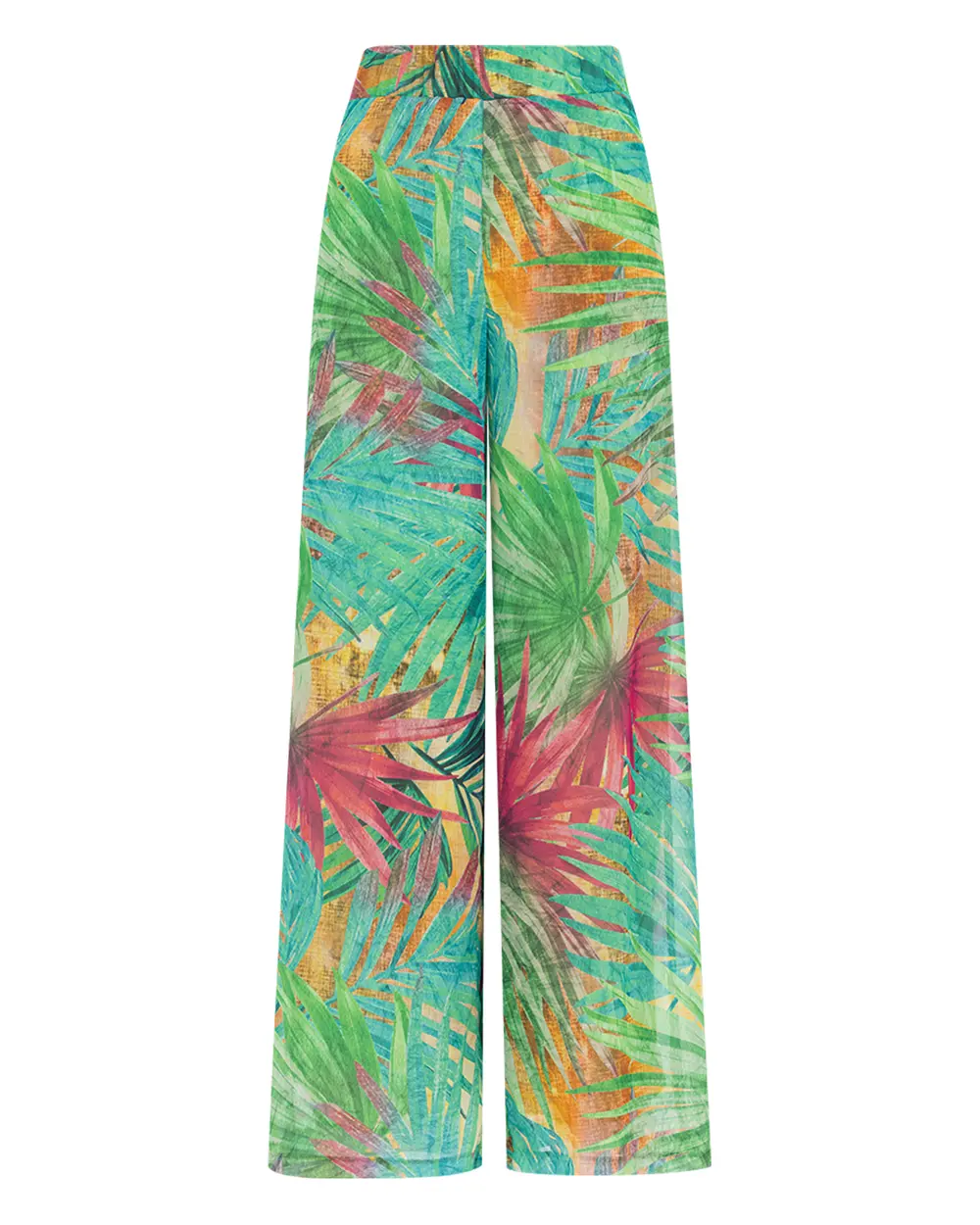 Tropik Desenli Geniş Kesim Pantolon