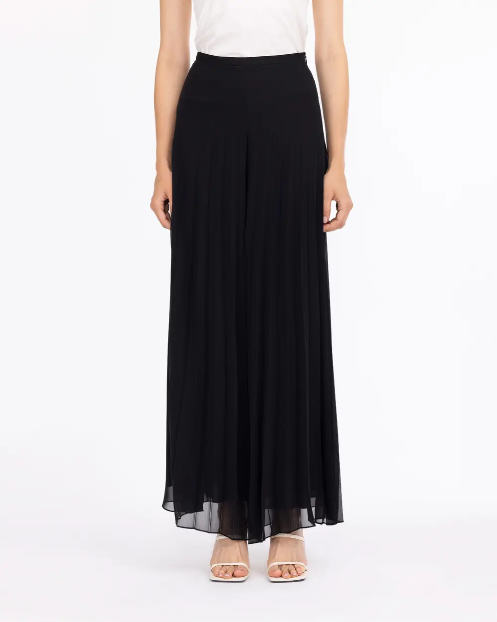 Pleated Wide-Leg Pants with Lining