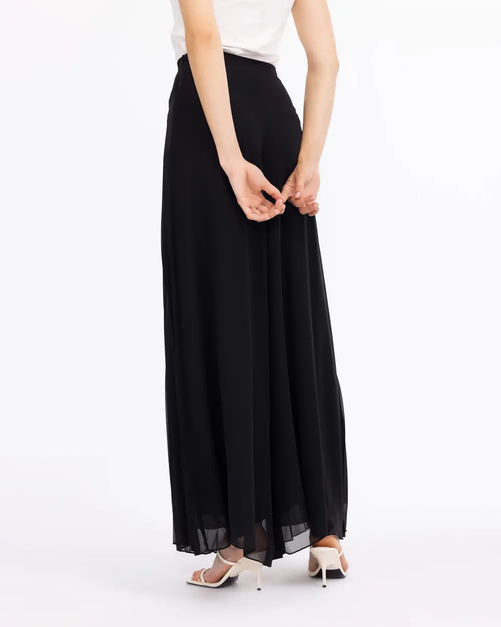 Pleated Wide-Leg Pants with Lining