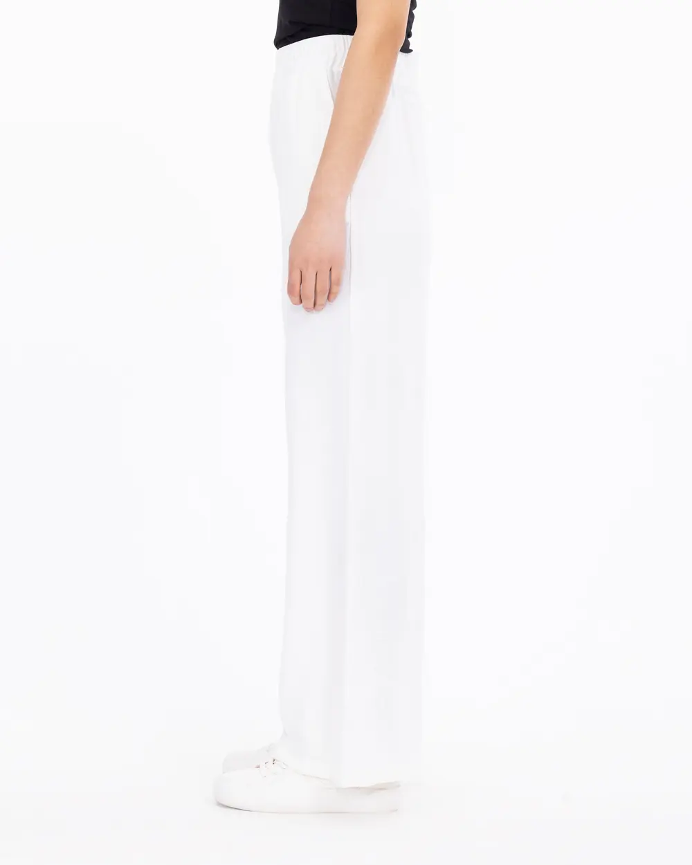 Elastic Waist Wide Cut Full Length Trousers