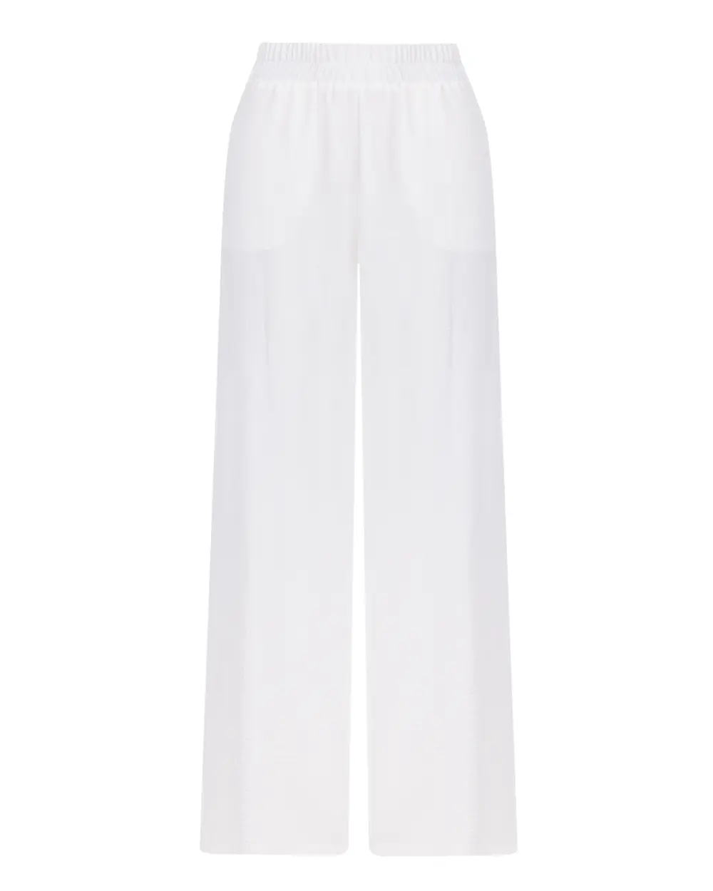 Elastic Waist Wide Cut Full Length Trousers