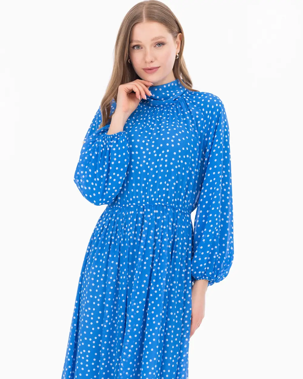 Dot Pattern Lined Chiffon Dress