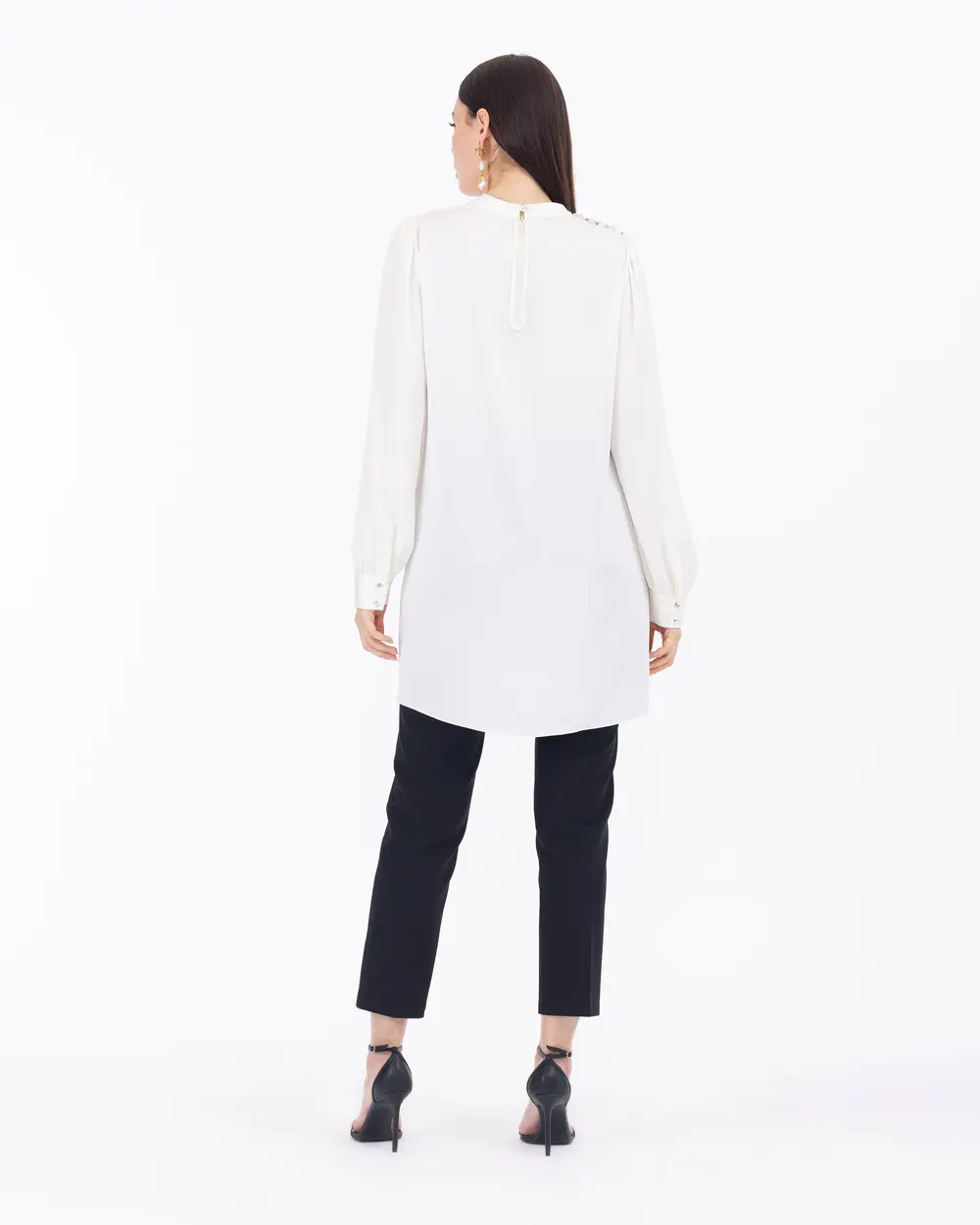 Satin Shoulder Detailed Stand Up Tunic