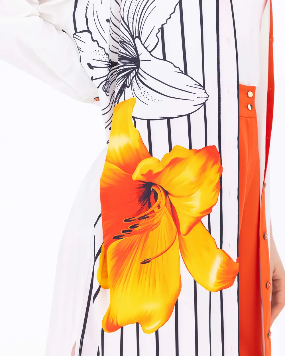 Çiçek Desenli Midi Boy Gömlek Tunik